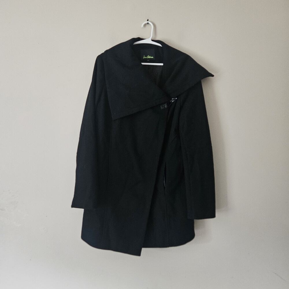 Sam Edelman Black Wool Coat Jacket Peacoat Size Large